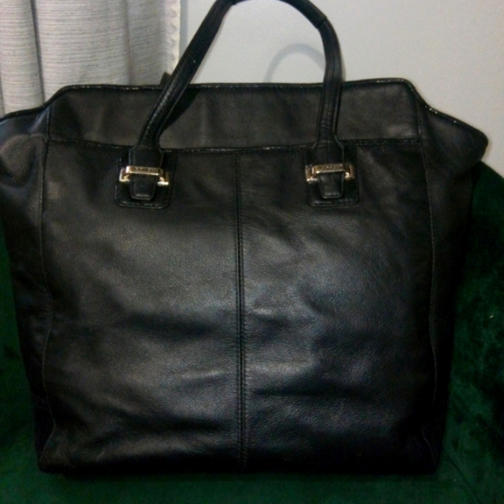 Coach Taylor Leather North South Tote with Sequin-Style Accents in Black #F25941 - Picture 3 of 16